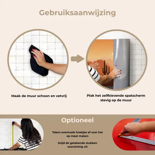 Landschap - Woestijn - Cactussen - Zon keuken achterwand spatscherm klein -gebruiksaanwijzing_NL