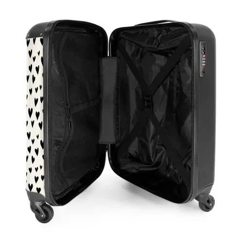 Valentijn harten patroon zwart NBS - Handbagage koffer - Kinderen Unisex middel -binnenkant