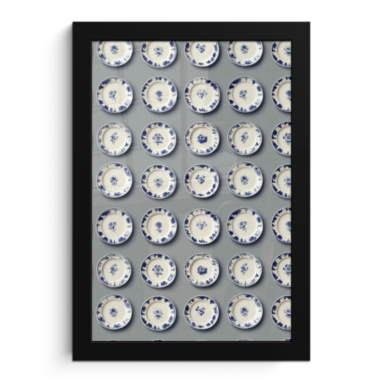 Borden - Bloemen - Blauw - Wit fotolijst zwart zonder passe partout klein 224 -3d