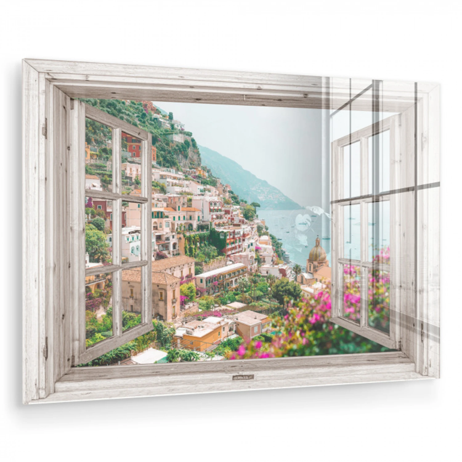 Doorkijk - Italië - Bloemen - Zee - Kust - Stad - Bergen plexiglas 5mm klein -zzzproduct_nieuw