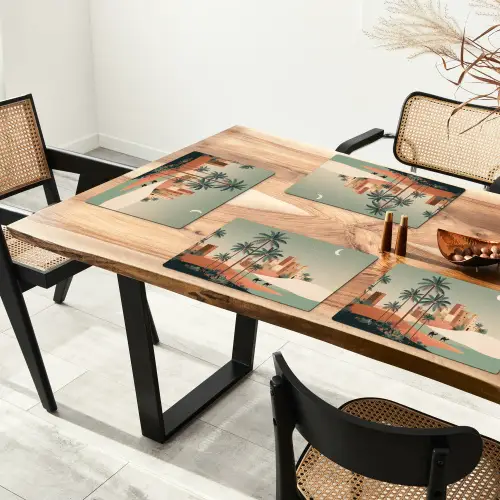 Nachtlandschap - Kamelen - Sterren - zandduinden Placemat vinyl groot -zzsfeer4_Kitchenyeah-website