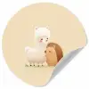 Alpaca - Egel - Bruin - Knuffelen Wandcirkel behangsticker klein -3d