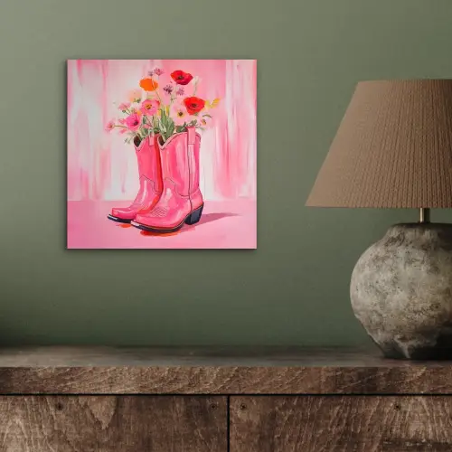 Roze - Bloemen - Cowboy aluminium wit klein -sfeer2