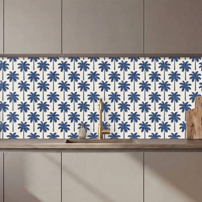 Symmetrisch - Palm - Blauw keuken achterwand 2 middel 871 zz_3dshopping