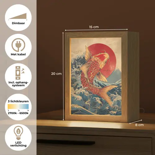 Koi - Zee - Golven - Zon Light Box met kabel (Tafellamp) klein -USP_NL