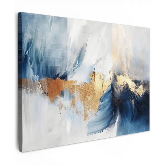 Canvas schilderij - Goud - Blauw - Watercolor - Kunst - Modern