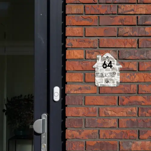 Vierkant - Natuurstenen - Modern Naambord Huisje klein -sfeer2