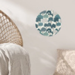 Modern - Bomen - Bos - Patroon - Blauw Wandcirkel behangsticker klein 186 -sfeer4