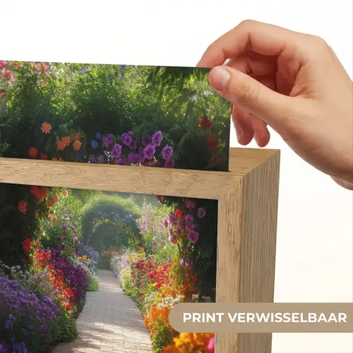 Doorkijk - Pad - Bloemen - Struik - Kleurrijk Light Box met kabel (Wandlamp) klein -USP_websiteprintNL