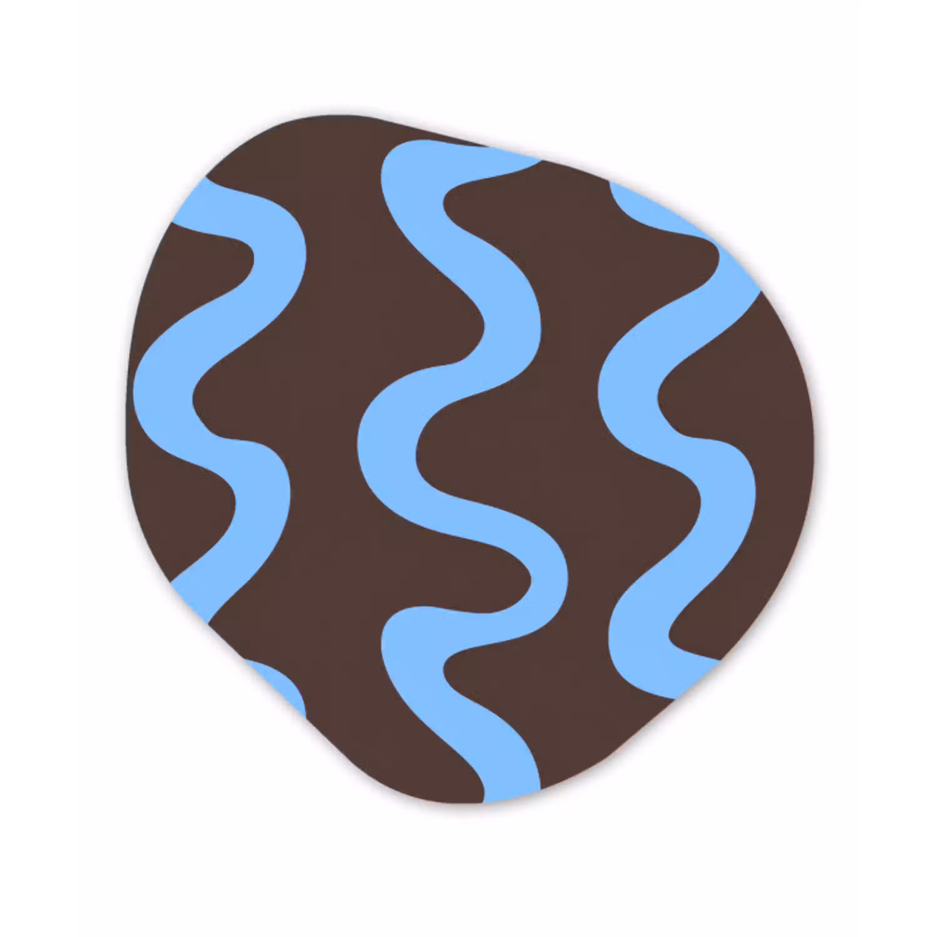 Kronkelende lijnen - Blauw - Bruin - Minimalistisch Wandcirkel Organisch Aluminium middel 851 -3d