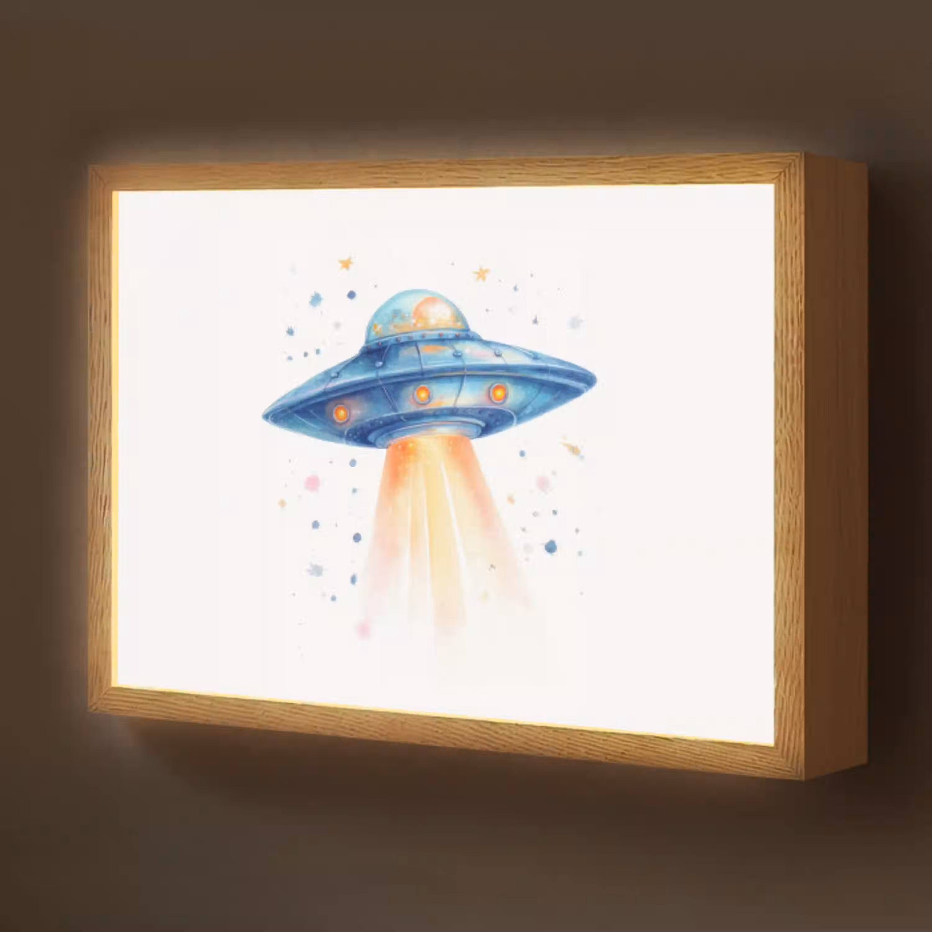 Ruimte - Ufo - Sterren Light Box met batterij (Wandlamp kind) middel -z3d_website