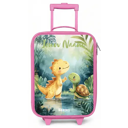 Dino - Schildpad - Jungle Kinderkoffer - Roze klein -zz3dotto