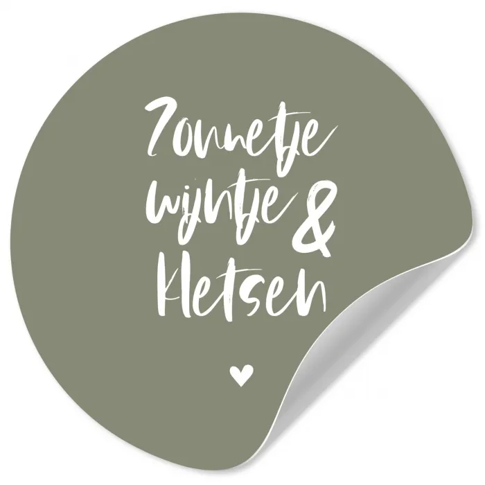 Zomer - Tekst - Zonnetje, wijntje & kletsen - Quotes Wandcirkel behangsticker klein -3d