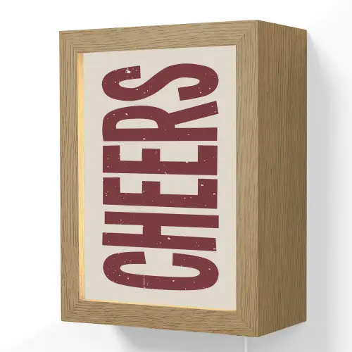Red - Cheers - Decoratie - Beige Light Box met kabel (Wandlamp) klein -3d