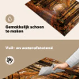 Bospad - Herfstbos - Bladeren - Oranje - Nostalgisch Inductie beschemer met haakjes klein -ky-schoon-nl