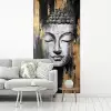 Boedhha - Penseelstreken - Goud - Abstract fotobehang vinyl groot -woonkamer