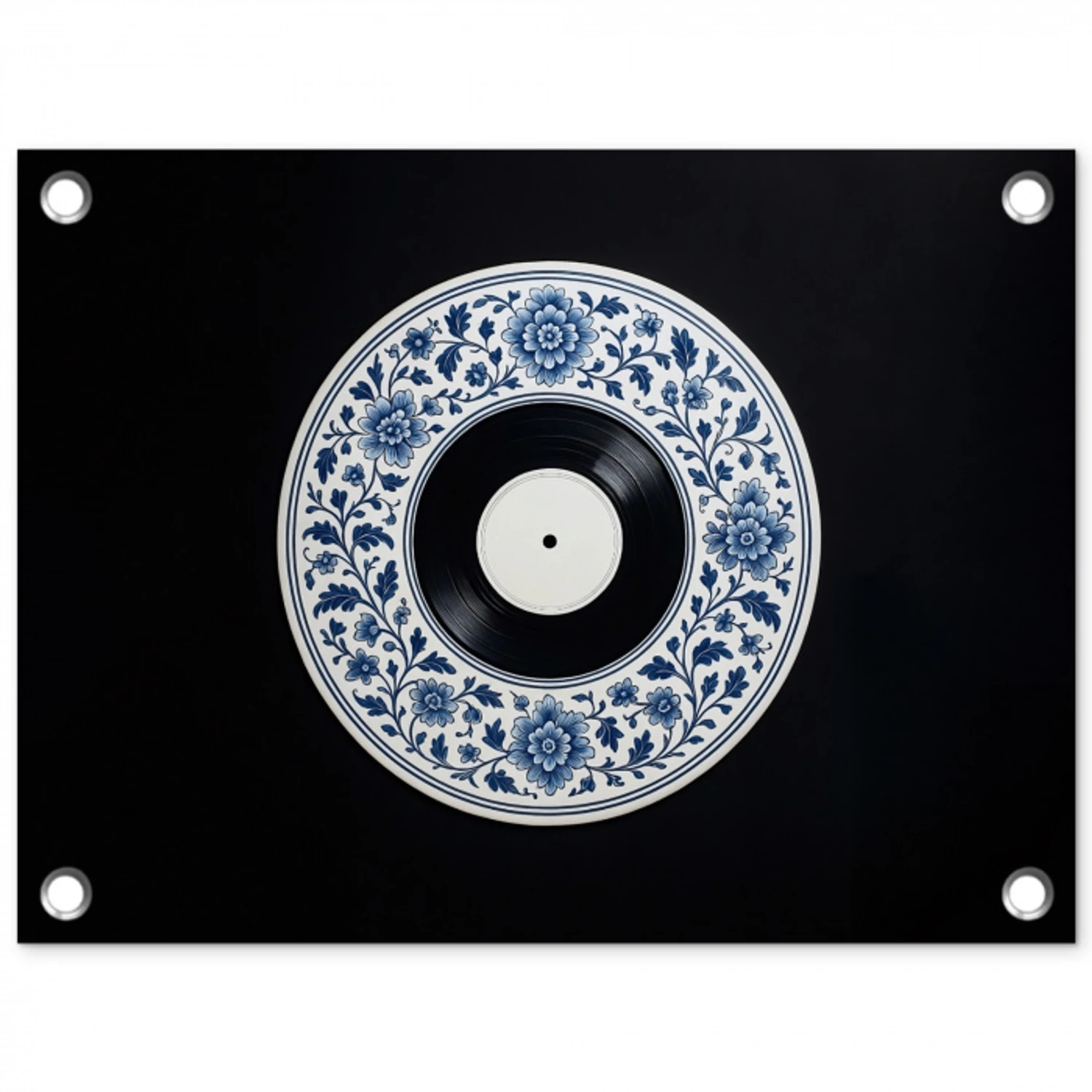 Vinyl - LP - Delfts Blauw - Muziek tuinposter los doek klein -3d