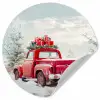 Auto - Rood - Cadeaus - Winter - Sneeuw - Kerst Wandcirkel behangsticker klein -3d