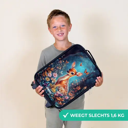 Hertje tussen bloemen in betoverend bos Kinderkoffer - Zwart klein -sfeer4_NL