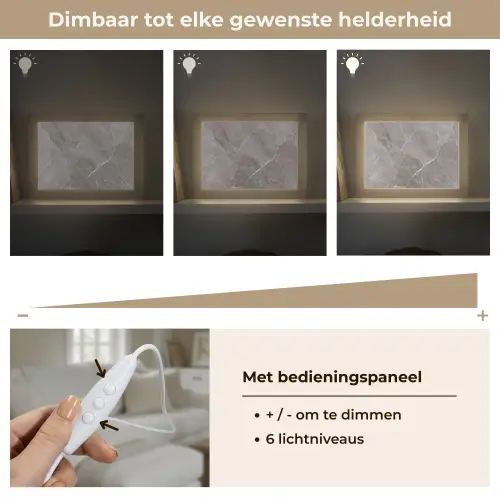 Marmer - Grijs Light Box met kabel (Tafellamp) klein -USP_dimbaarNL
