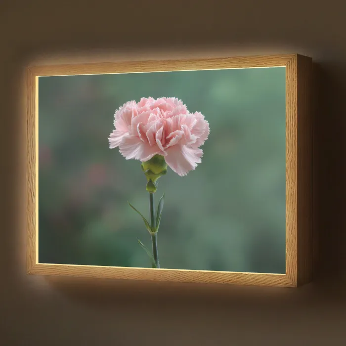 Anjer - Roze - Bloemblaadjes Light Box met batterij (Wandlamp) middel -z3d_website
