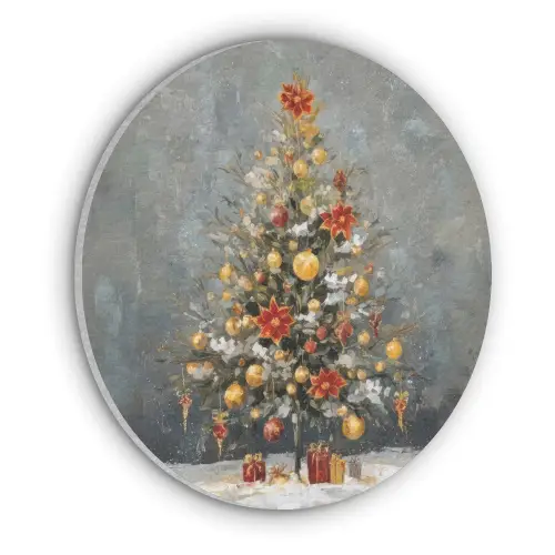 Kerstboom - Cadeaus - Rood - Goud Akoestische PET Vilt - Rond klein -3d