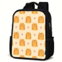 Hartjes - Katten - Strepen - Beige Rugzak - Zwart middel 861 -schuin