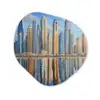 Skyline - Wolkenkrabbers - Water - Blauw Wandcirkel Organisch Aluminium middel -3d