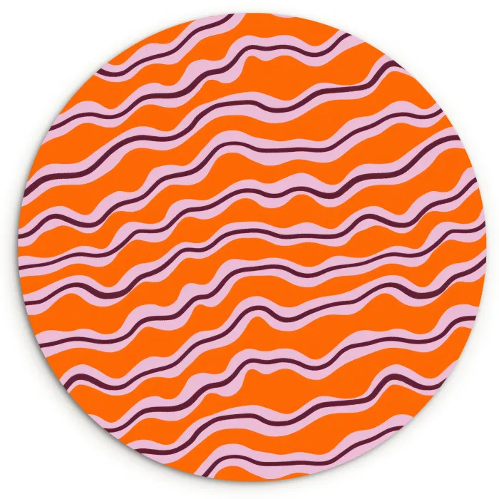 Retro - Golvend - Oranje Wandcirkel kunststof plaat 5mm dik klein 188 -3d