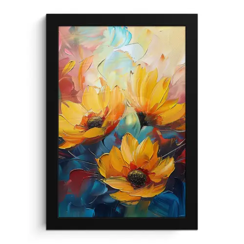 Bloemen - Dahlia - Kunst - Oranje - Watercolor fotolijst zwart zonder passe partout klein -3d