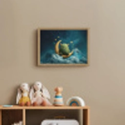 Monster - Groen - Maan - Wolken Light Box met batterij (Wandlamp kind) middel -sfeer2_kind