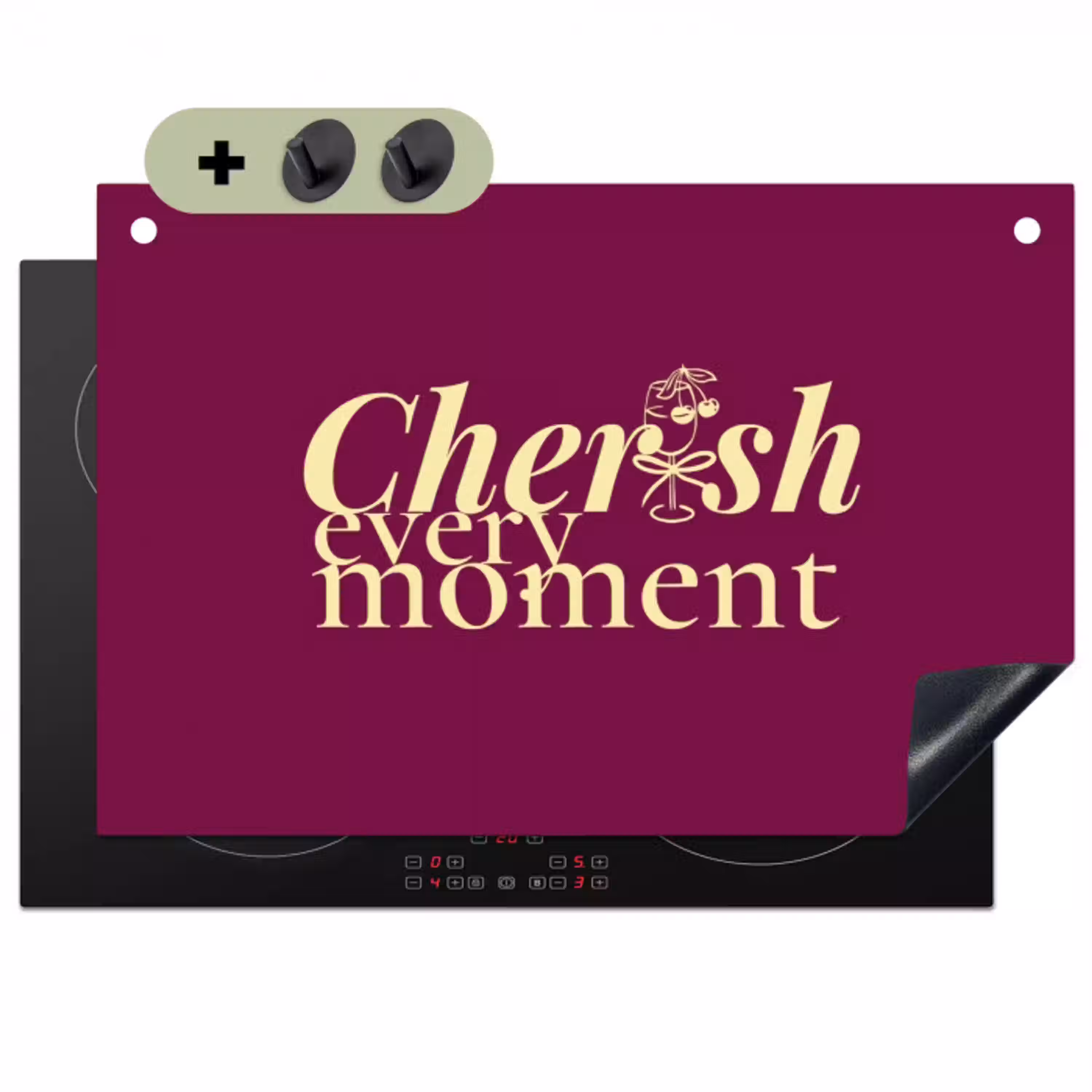 Cherish every moment - Cocktailglas - Bordeaux Inductie beschemer met haakjes klein -3d