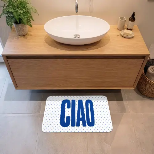 Ciao - Blauw - Stippen Badmat klein -sfeer1