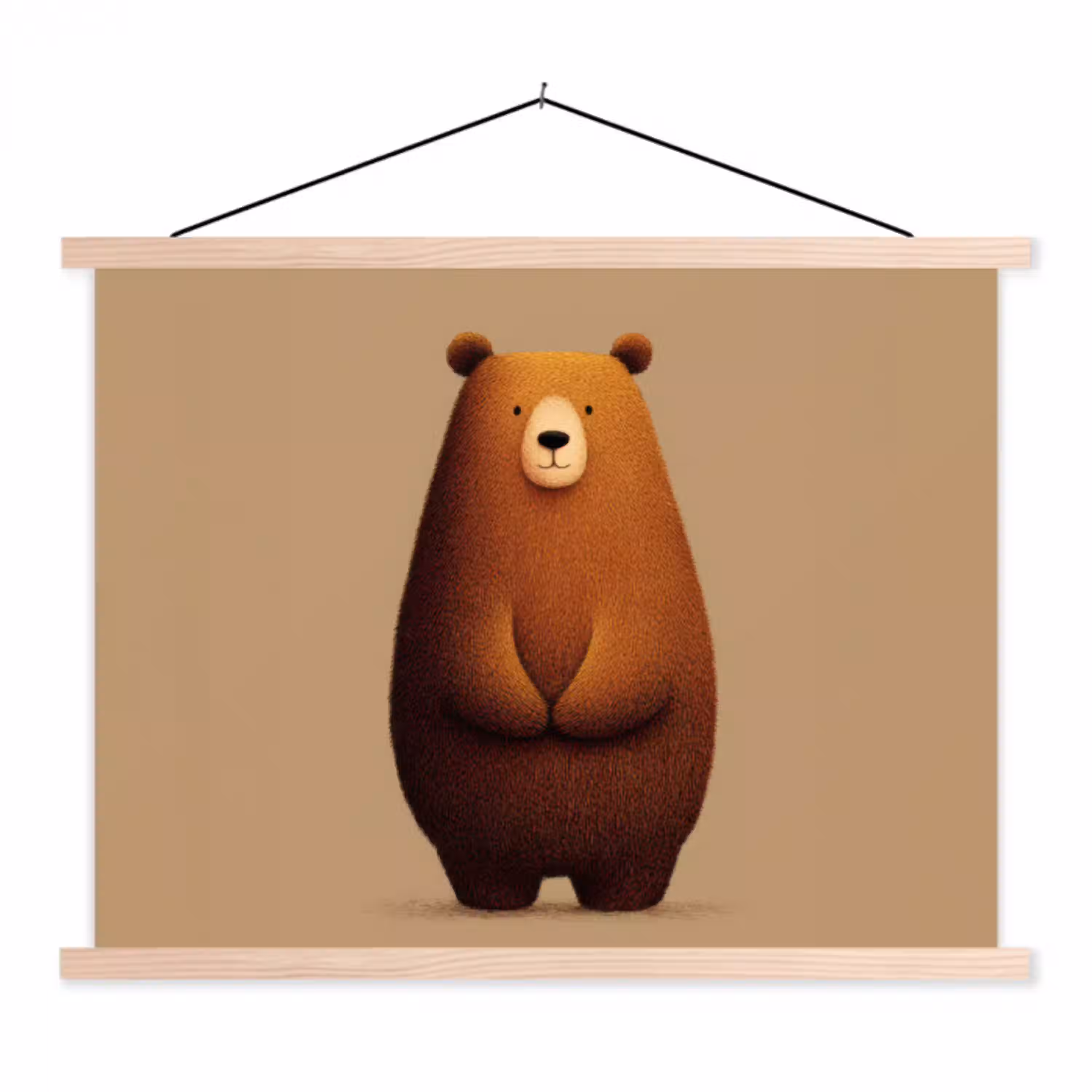 Beer - Minimalistisch - Bruin textielposter latten blank klein -3d