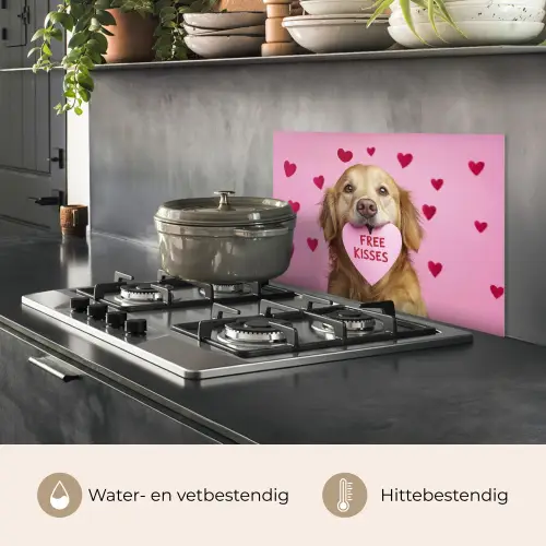 Hond - Kiss- Valentijn - Hartjes keuken achterwand spatscherm klein -usp_NL