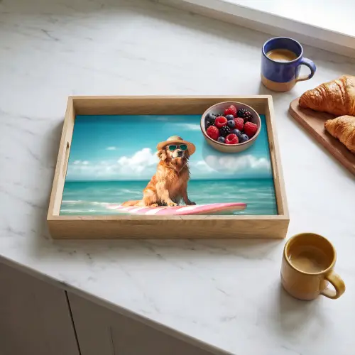 Zeewater - Hond - Golden retriever - Zonnebril Dienblad Rechthoek middel -sfeer2