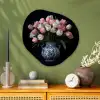 Bloemen - Roze - Tulpen - Vaas Wandcirkel Organisch Aluminium middel -sfeer2