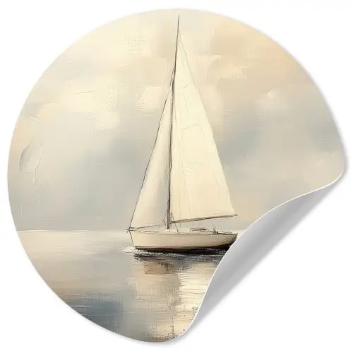 Zeilschip - Zee - Bewolkt Wandcirkel behangsticker klein -3d