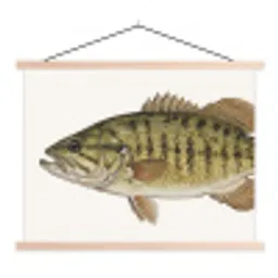 Vissen - Natuur - Vintage textielposter latten blank klein -3d