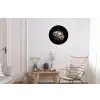 Croissant - Bloemenpatroon - Delftsblauw Wandcirkel aluminium klein -woonkamer