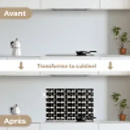 Modern - Patroon - Zwart keuken achterwand spatscherm klein 900 -voor_na_FR