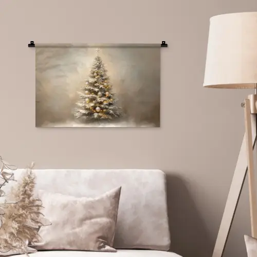 Kerst - kerstboom - Sneeuw - Art Wandkleed katoen klein -sfeer4