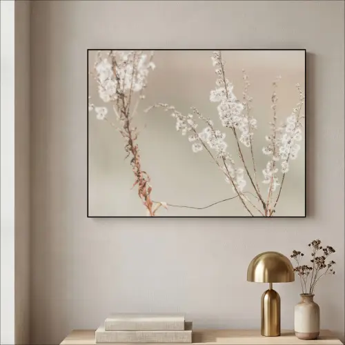 Bloemen - Wit - Planten Textielframe zwart klein -sfeer2