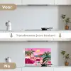Stad - Roze - Palmbomen keuken achterwand spatscherm klein -voor_na_NL