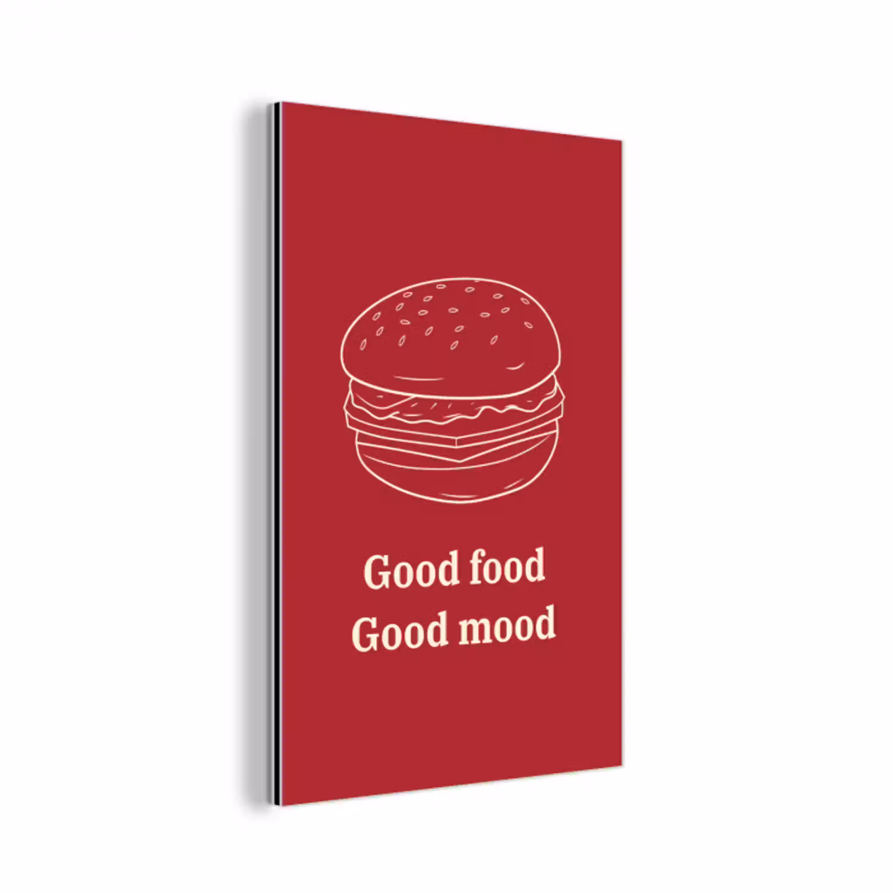 Dieprood - Lijntekening - Tekst - Hamburger aluminium wit klein -3d