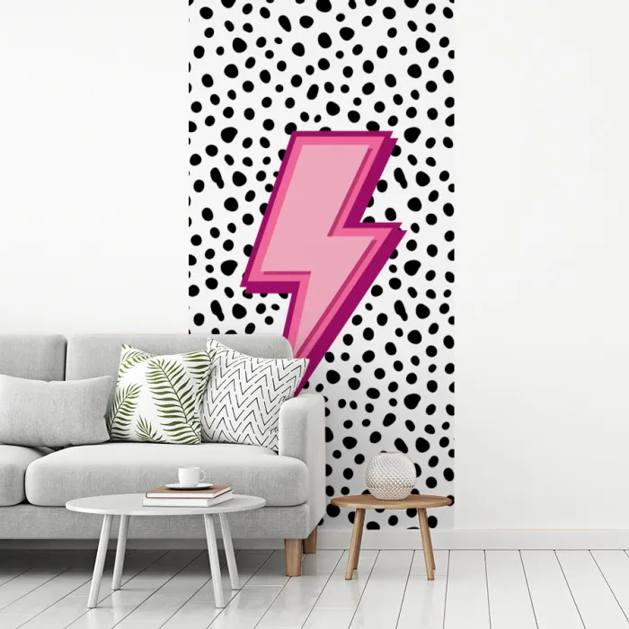 Bliksem - Roze - Stippen fotobehang vinyl groot -woonkamer