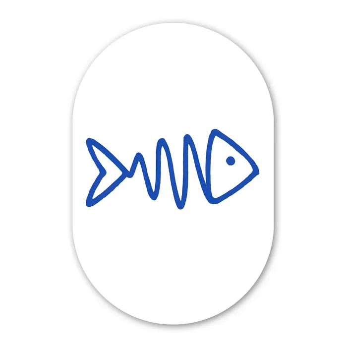 Vis - Minimalistisch - Blauw - Lijn Wandcirkel Ovaal Glas middel -3d