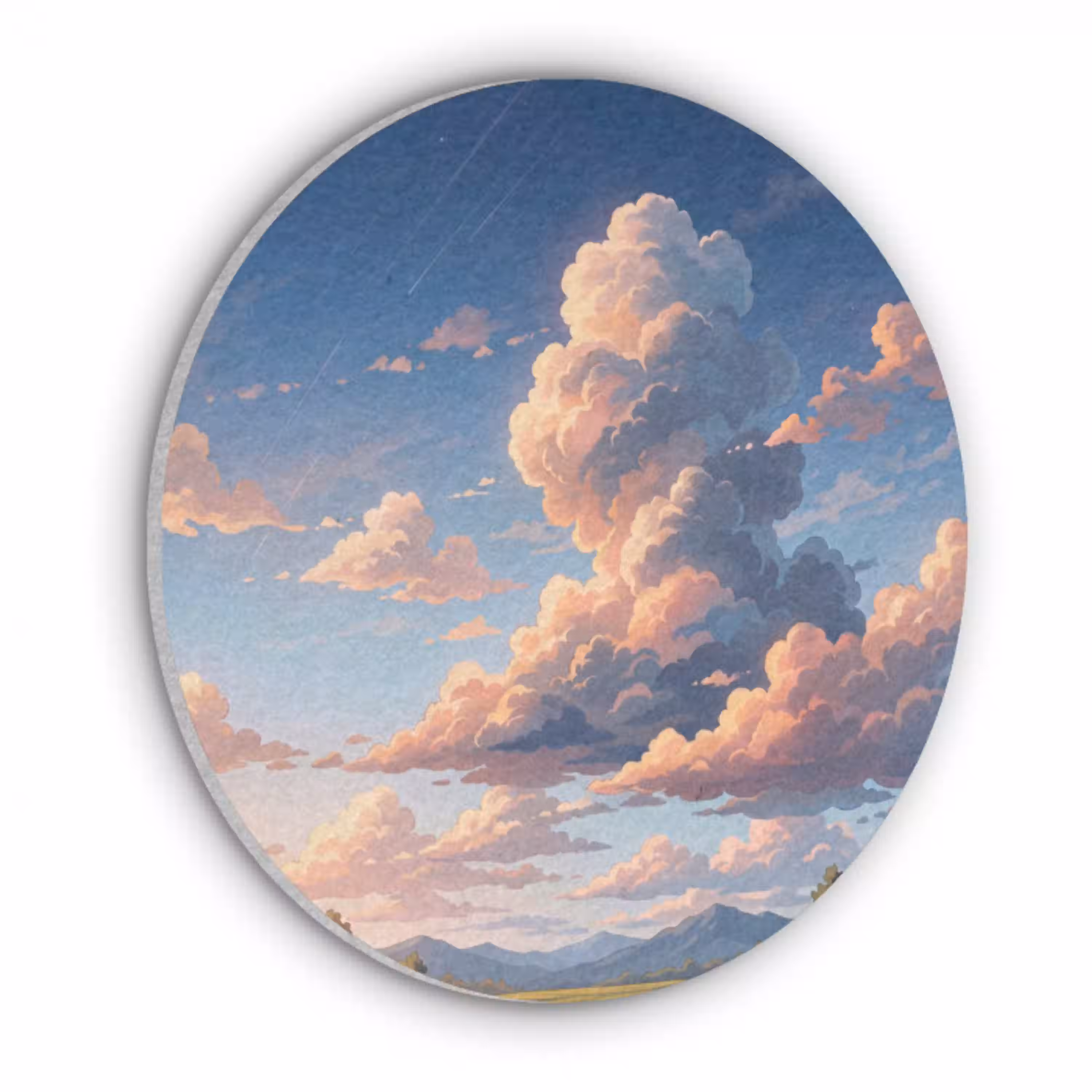 Wolken - Daghemel - Natuur - Illustratie - Oranje Akoestische PET Vilt - Rond klein -3d