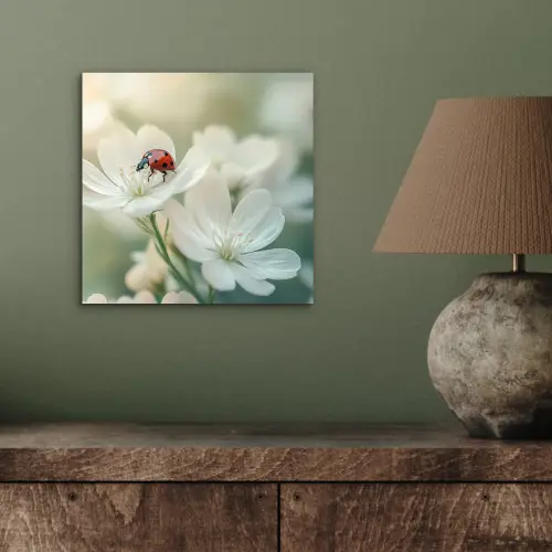 Lieveheersbeestje - Bloemen - Wit aluminium wit klein -sfeer2