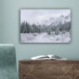 Weg - Bergen - Sneeuw - Naaldbos - Avontuurlijk canvas 2cm klein -sfeer4